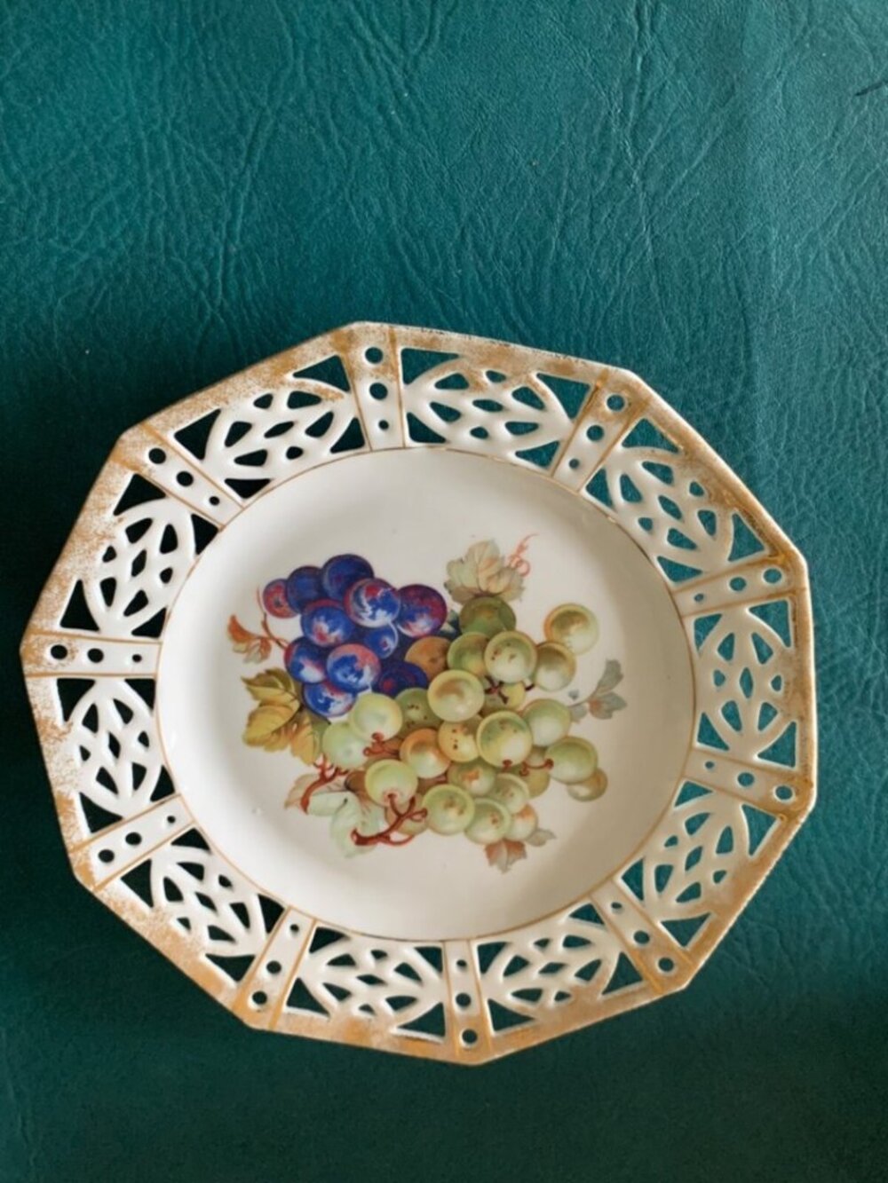 Vintage reticulated porcelain plate with grapes German Schumann Arzberg? Bavaria